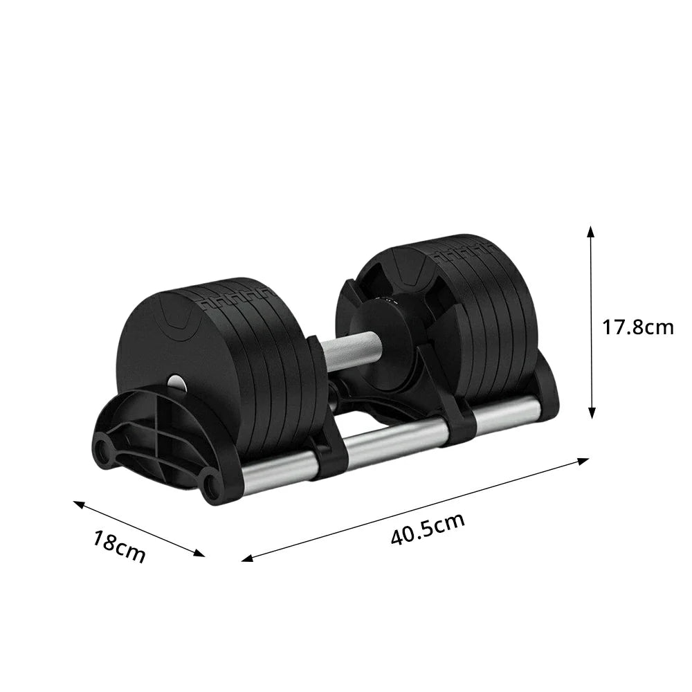 FITPRO Adjustable Dumbbell Set Quick Change Multi Weight Home Gym Compact Strength Training - Black