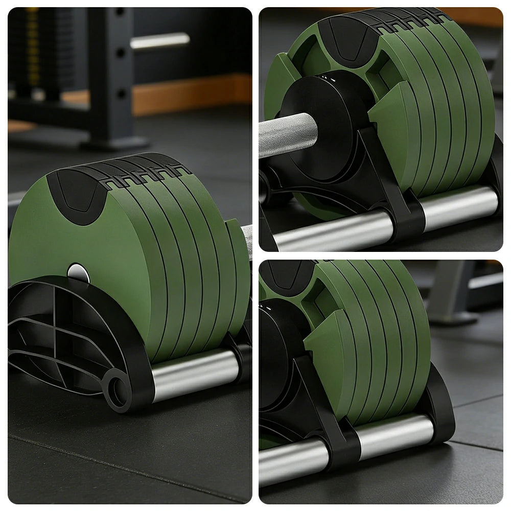 FITPRO Adjustable Dumbbell Set Quick Change Multi Weight Home Gym Compact Strength Training - Green