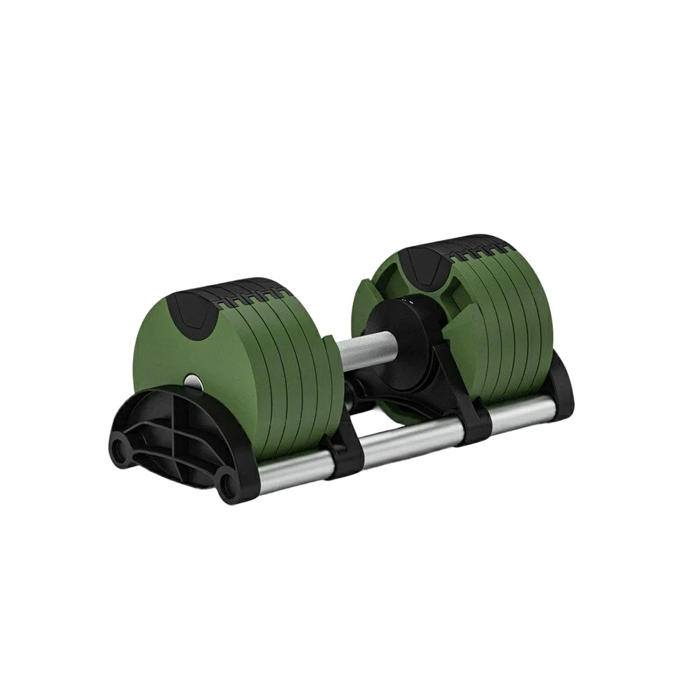 FITPRO Adjustable Dumbbell Set Quick Change Multi Weight Home Gym Compact Strength Training - Green