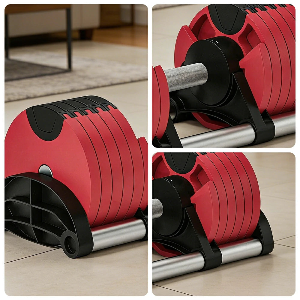 FITPRO Adjustable Dumbbell Set Quick Change Multi Weight Home Gym Compact Strength Training - Red