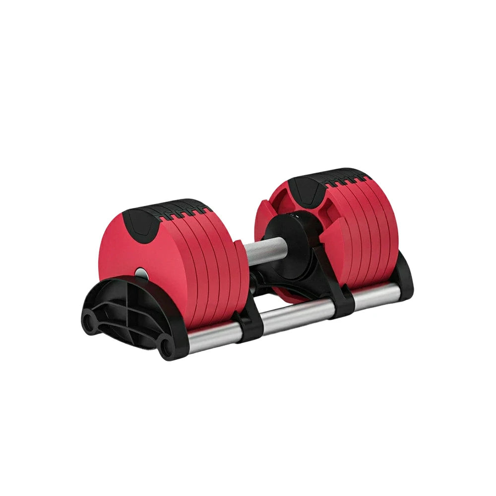 FITPRO Adjustable Dumbbell Set Quick Change Multi Weight Home Gym Compact Strength Training - Red