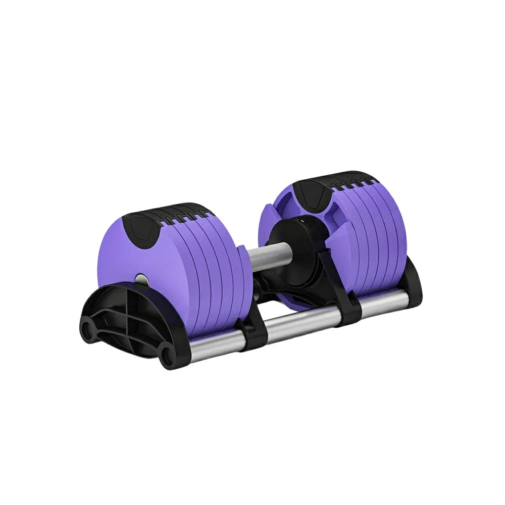 FITPRO Adjustable Dumbbell Set Quick Change Multi Weight Home Gym Compact Strength Training - Purple