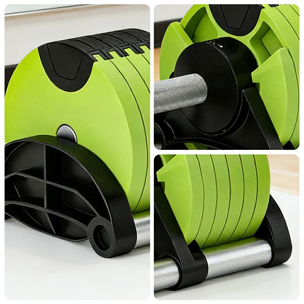 FITPRO Adjustable Dumbbell Set Quick Change Multi Weight Home Gym Compact Strength Training - Light Green