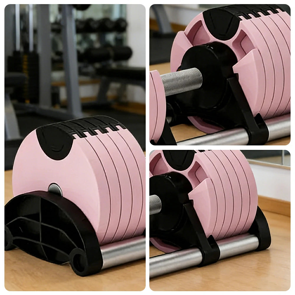 FITPRO Adjustable Dumbbell Set Quick Change Multi Weight Home Gym Compact Strength Training - Pink
