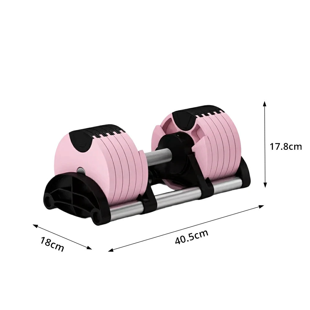 FITPRO Adjustable Dumbbell Set Quick Change Multi Weight Home Gym Compact Strength Training - Pink