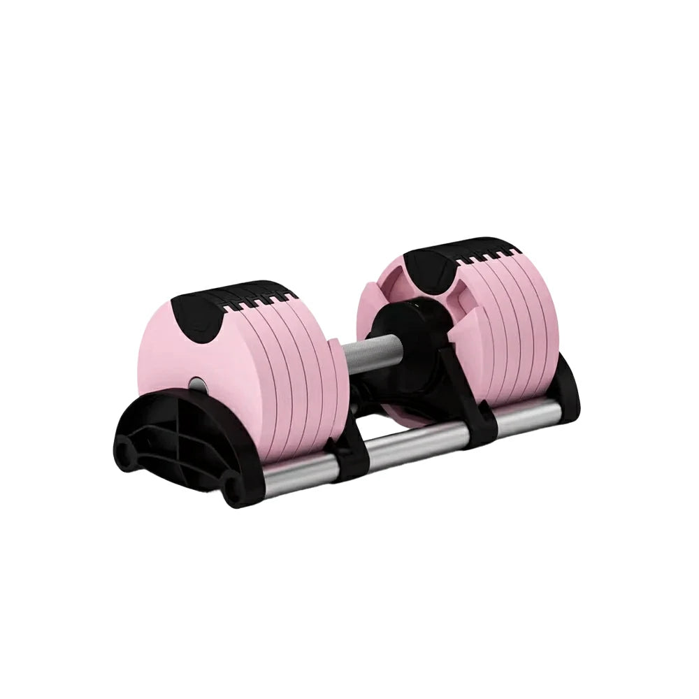 FITPRO Adjustable Dumbbell Set Quick Change Multi Weight Home Gym Compact Strength Training - Pink