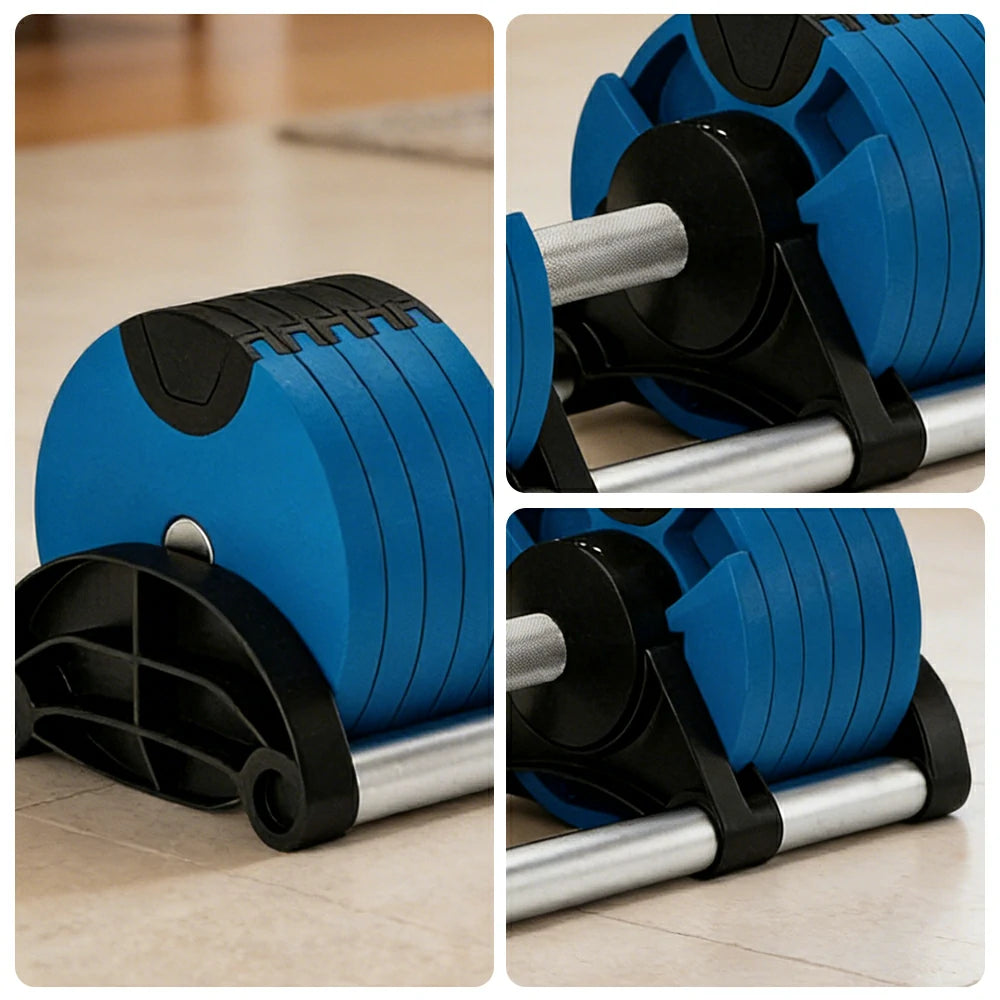 FITPRO Adjustable Dumbbell Set Quick Change Multi Weight Home Gym Compact Strength Training - Blue
