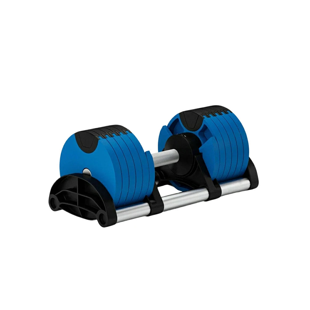 FITPRO Adjustable Dumbbell Set Quick Change Multi Weight Home Gym Compact Strength Training - Blue
