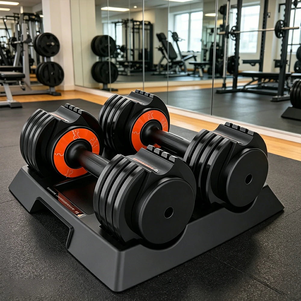 FITPRO Smart Adjustable Dumbbell Set Pair 25LB Quick Change Voice Guided Compact Home Gym Strength Training
