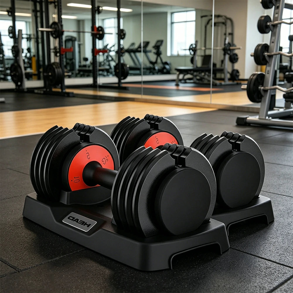 FITPRO Smart Adjustable Dumbbell Set Pair 50LB Quick Change Voice Guided Compact Home Gym Strength Training