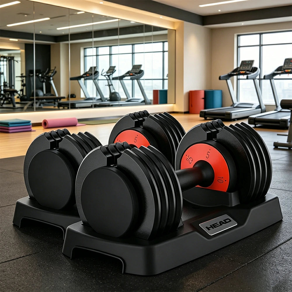 FITPRO Smart Adjustable Dumbbell Set Pair 50LB Quick Change Voice Guided Compact Home Gym Strength Training