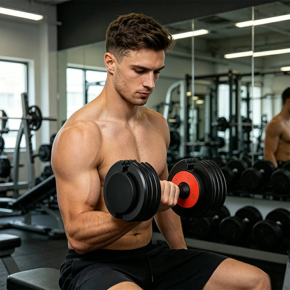 FITPRO Smart Adjustable Dumbbell Set Pair 50LB Quick Change Voice Guided Compact Home Gym Strength Training