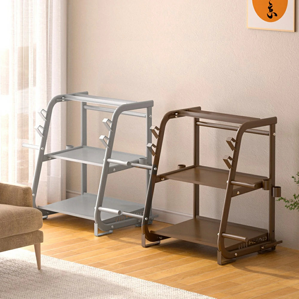 FITPRO Dumbbell Storage Rack 3 Tier Multi Function Large Capacity Home Gym Space Saving Organizer - Silver