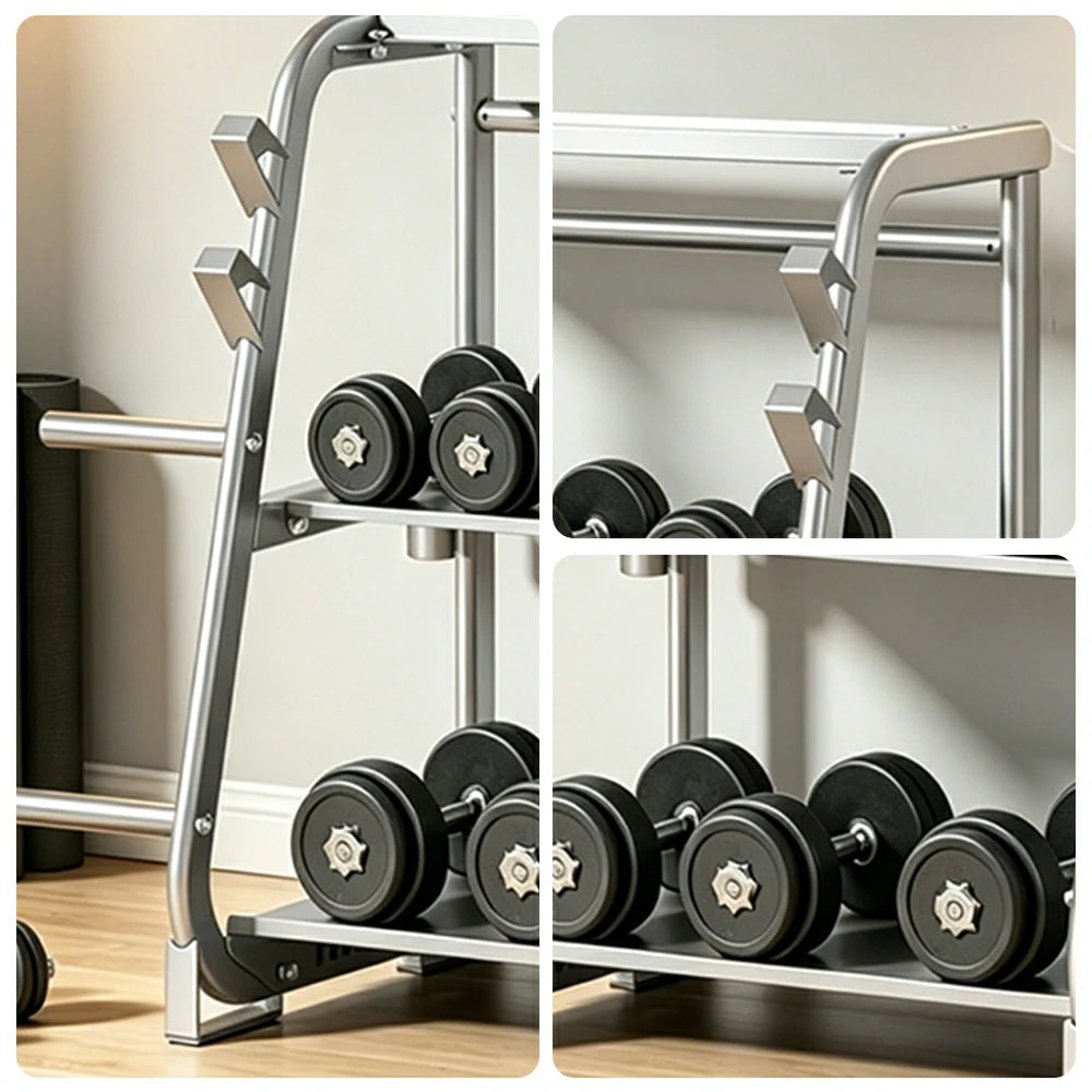 FITPRO Dumbbell Storage Rack 3 Tier Multi Function Large Capacity Home Gym Space Saving Organizer - Silver