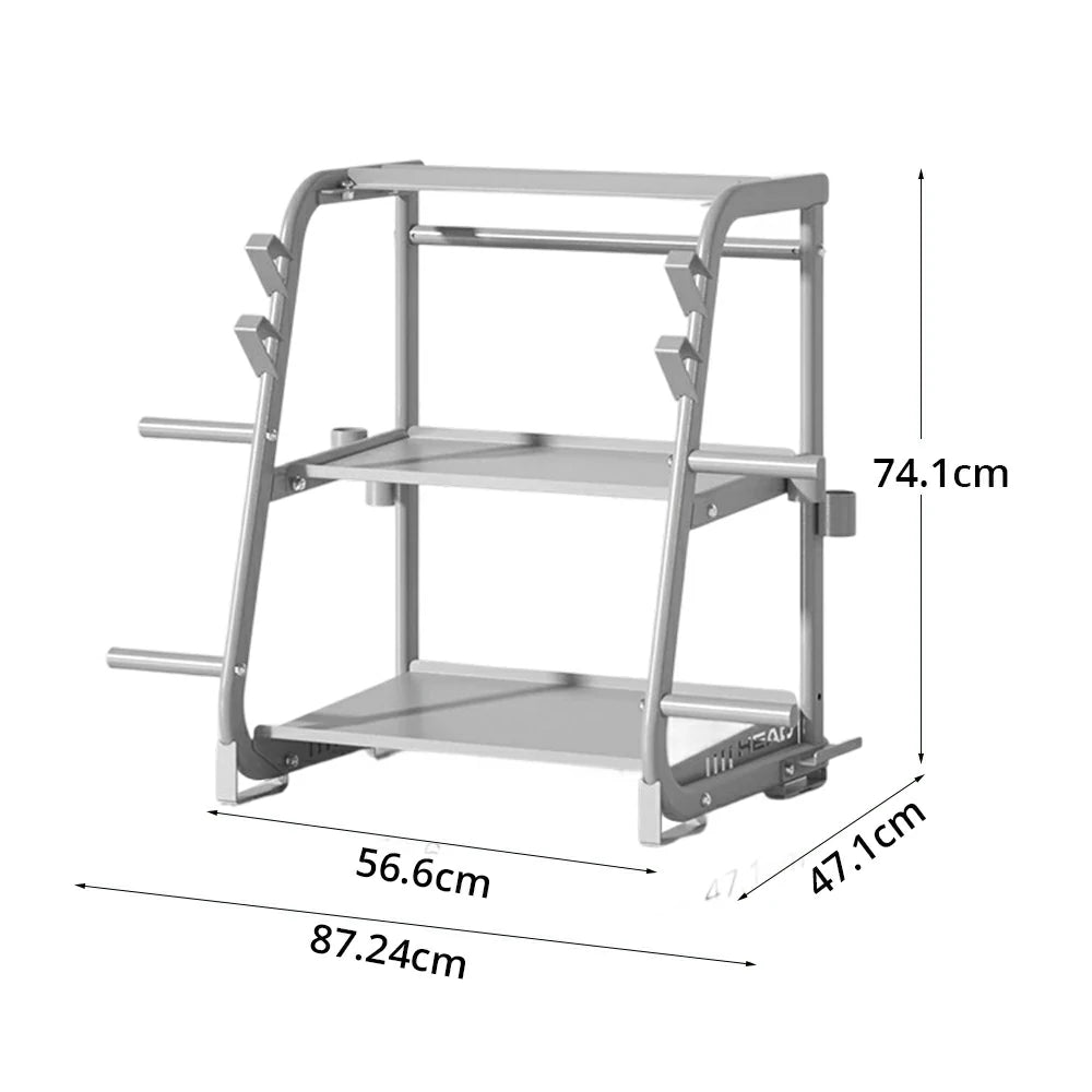 FITPRO Dumbbell Storage Rack 3 Tier Multi Function Large Capacity Home Gym Space Saving Organizer - Silver