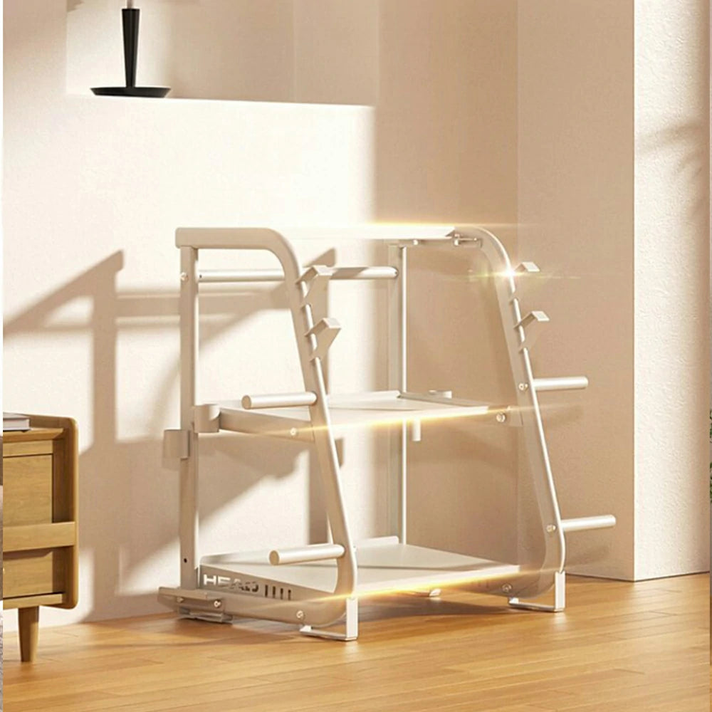 FITPRO Dumbbell Storage Rack 3 Tier Multi Function Large Capacity Home Gym Space Saving Organizer - Yellow