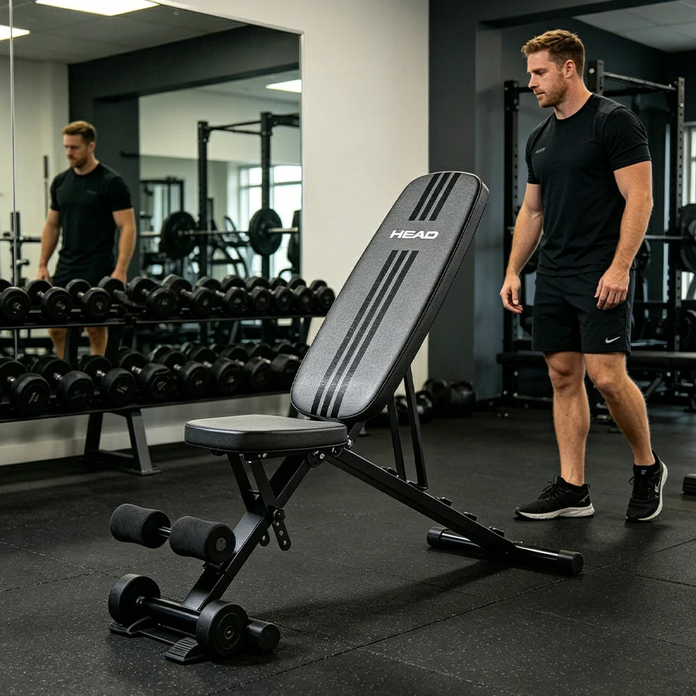 FITPRO Adjustable Weight Bench Foldable 400kg Capacity Multi Function Full Body Home Gym Training - Black