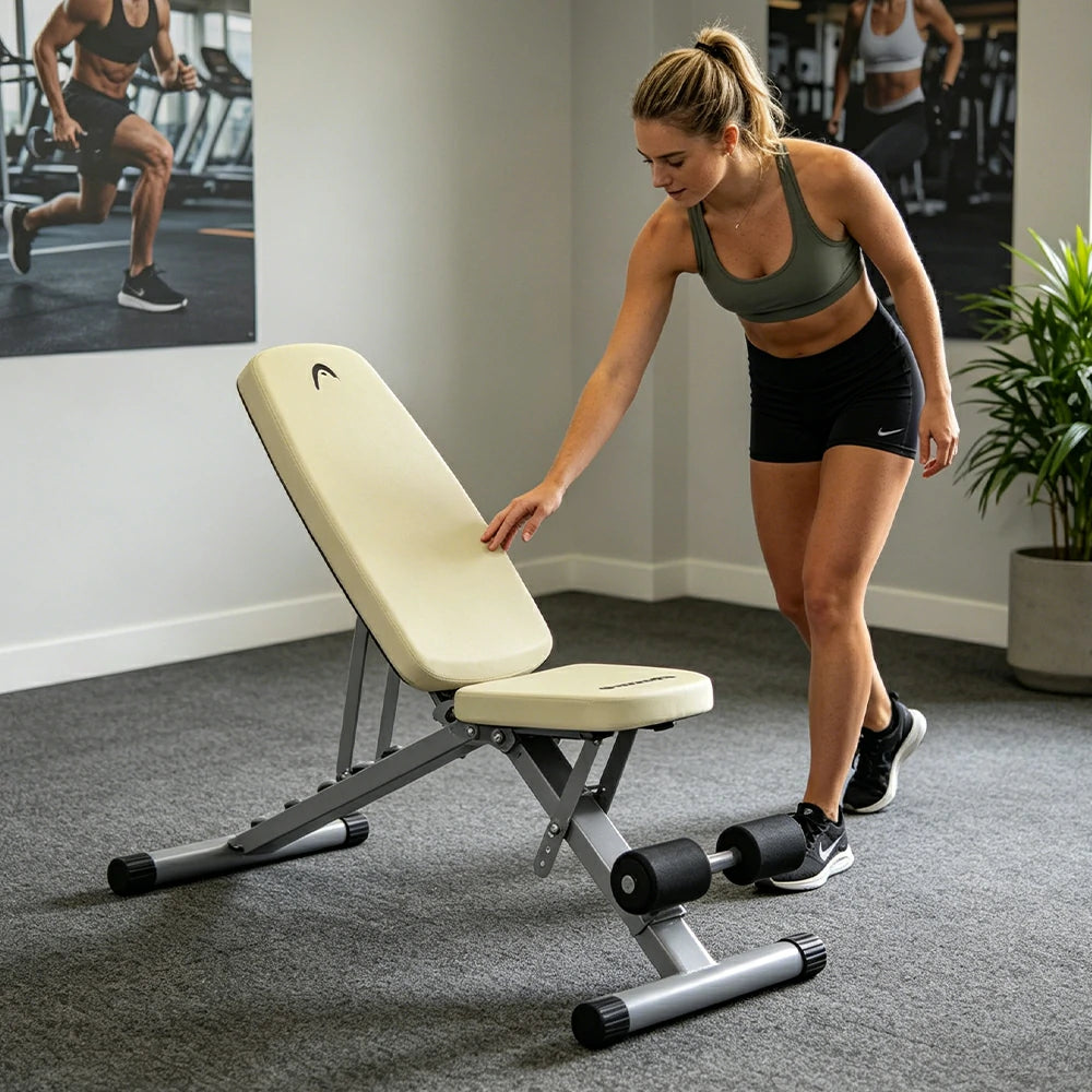 FITPRO Adjustable Weight Bench Foldable 400kg Capacity Multi Function Full Body Home Gym Training - Yellow