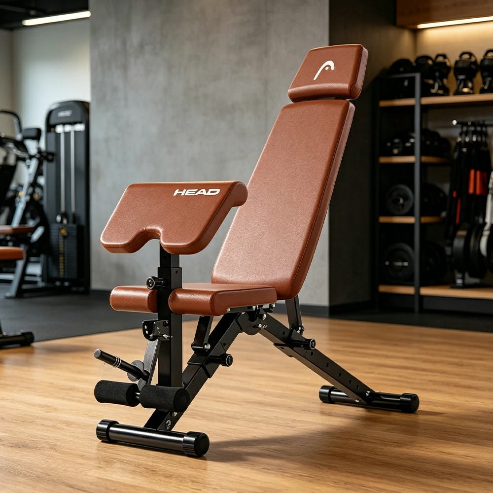 FITPRO Adjustable Weight Bench Foldable 400kg Capacity Multi Function Full Body Home Gym Training - Brown