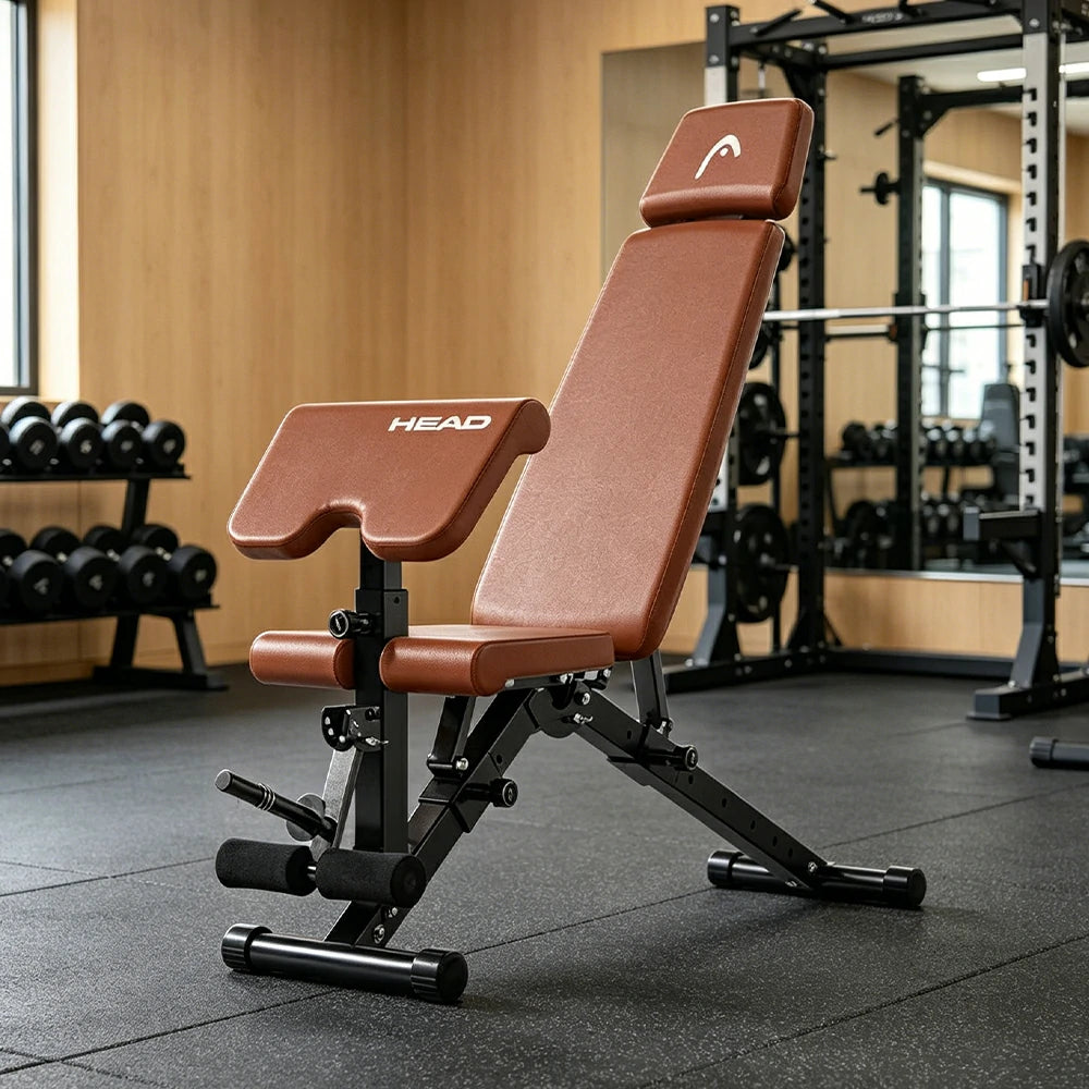 FITPRO Adjustable Weight Bench Foldable 400kg Capacity Multi Function Full Body Home Gym Training - Brown