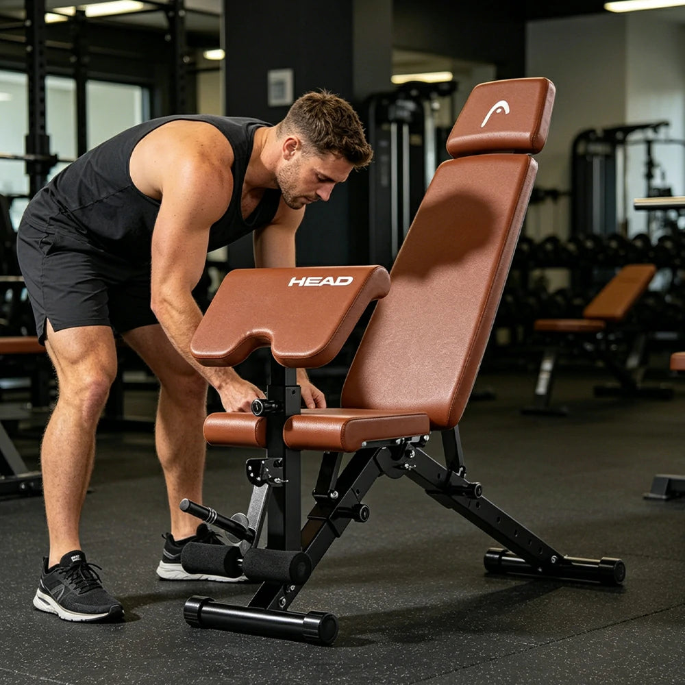 FITPRO Adjustable Weight Bench Foldable 400kg Capacity Multi Function Full Body Home Gym Training - Brown