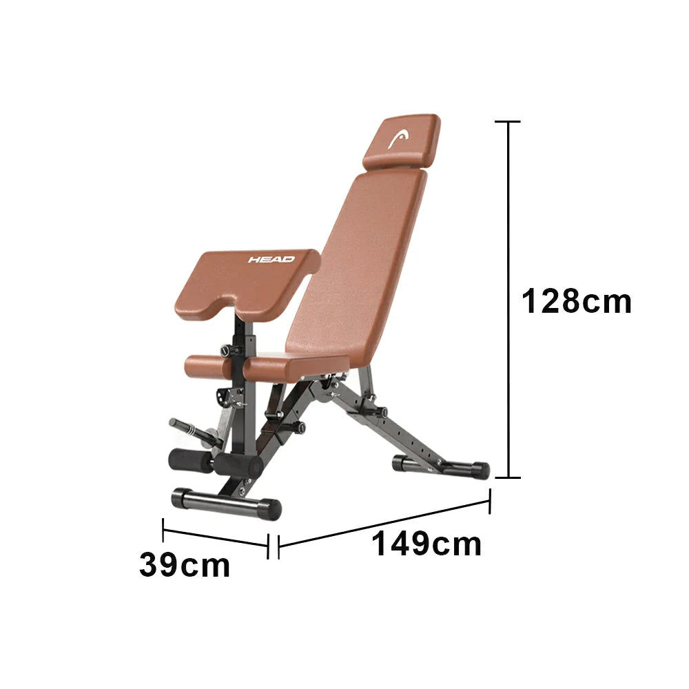 FITPRO Adjustable Weight Bench Foldable 400kg Capacity Multi Function Full Body Home Gym Training - Brown