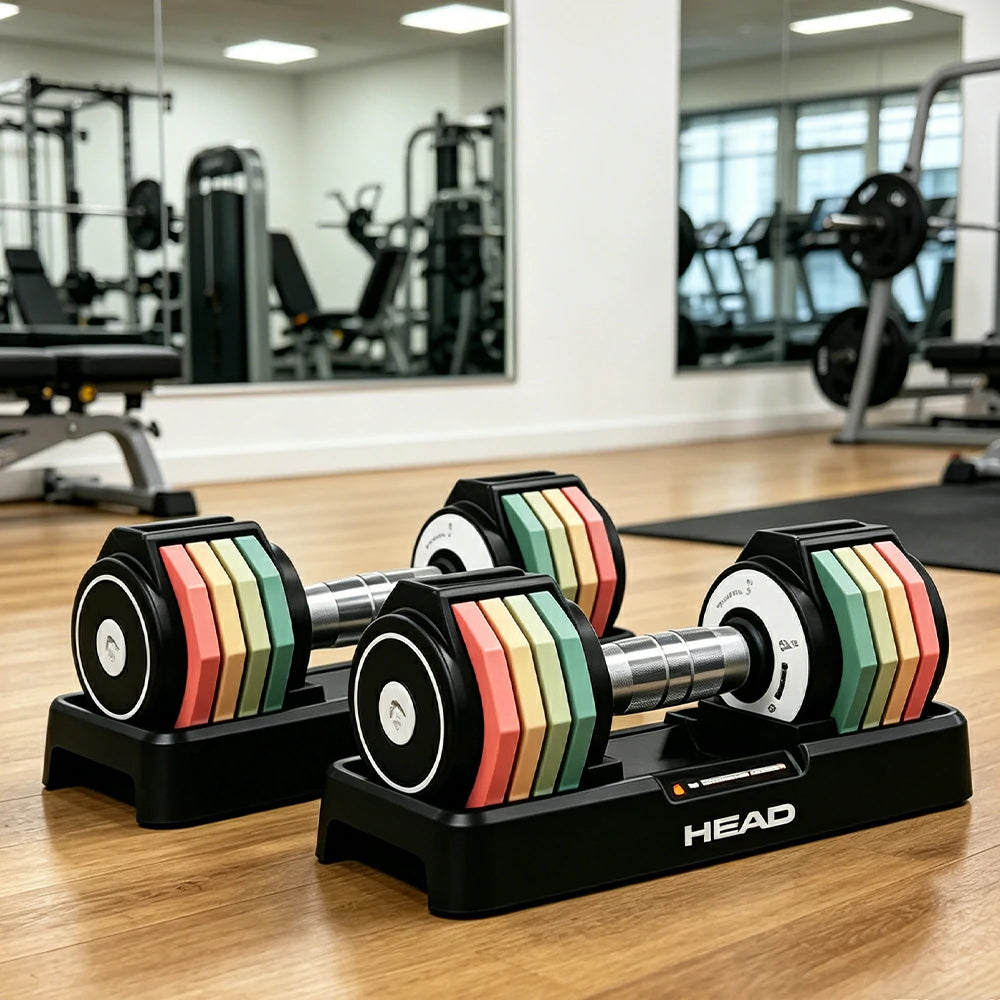 FITPRO Adjustable Dumbbell Set Pair Total 10kg Quick Dial 10 Level Compact Home Gym Strength Training