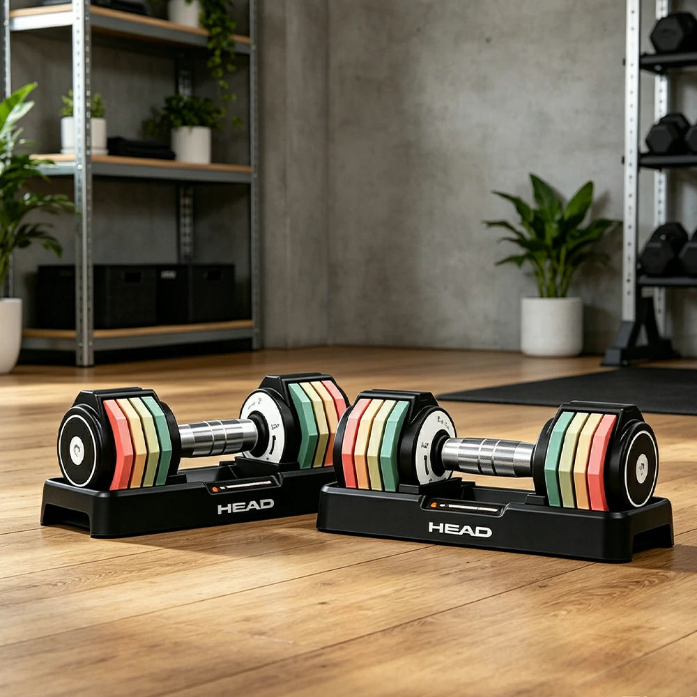 FITPRO Adjustable Dumbbell Set Pair Total 10kg Quick Dial 10 Level Compact Home Gym Strength Training