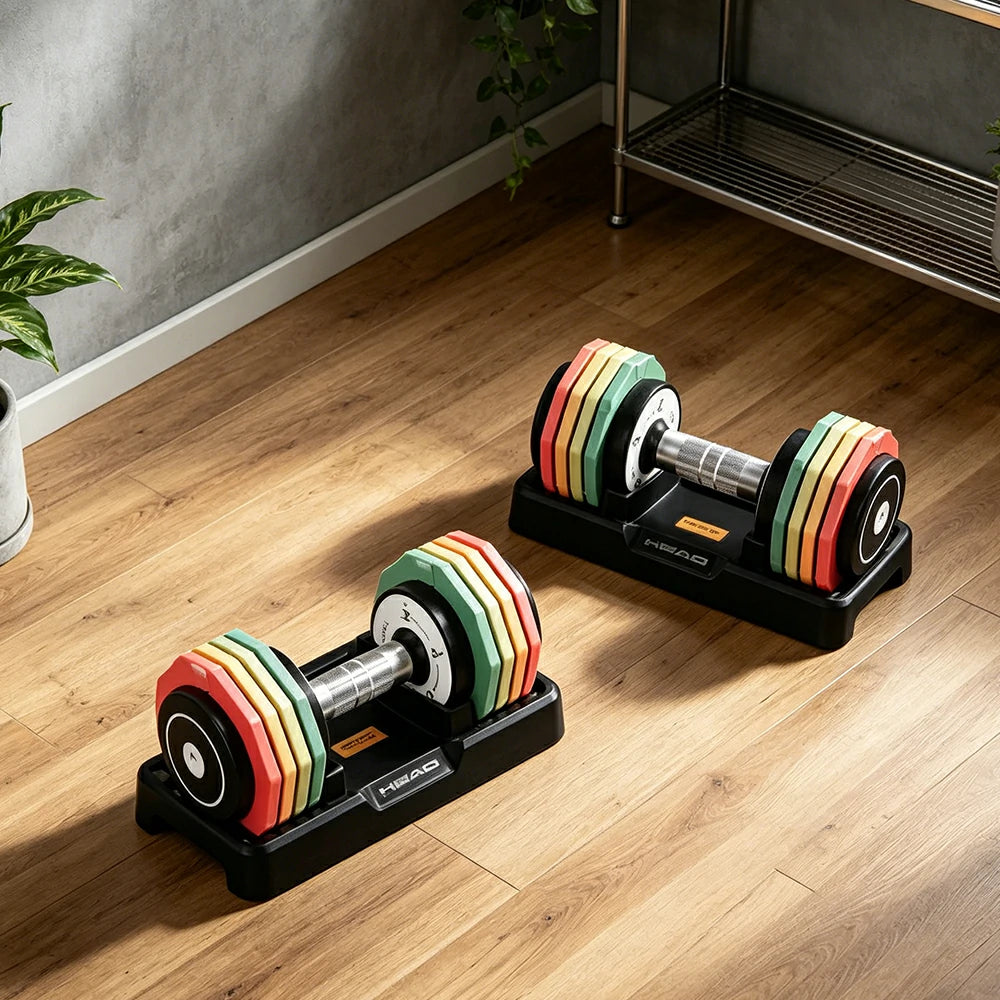 FITPRO Adjustable Dumbbell Set Pair Total 10kg Quick Dial 20 Level Compact Home Gym Strength Training