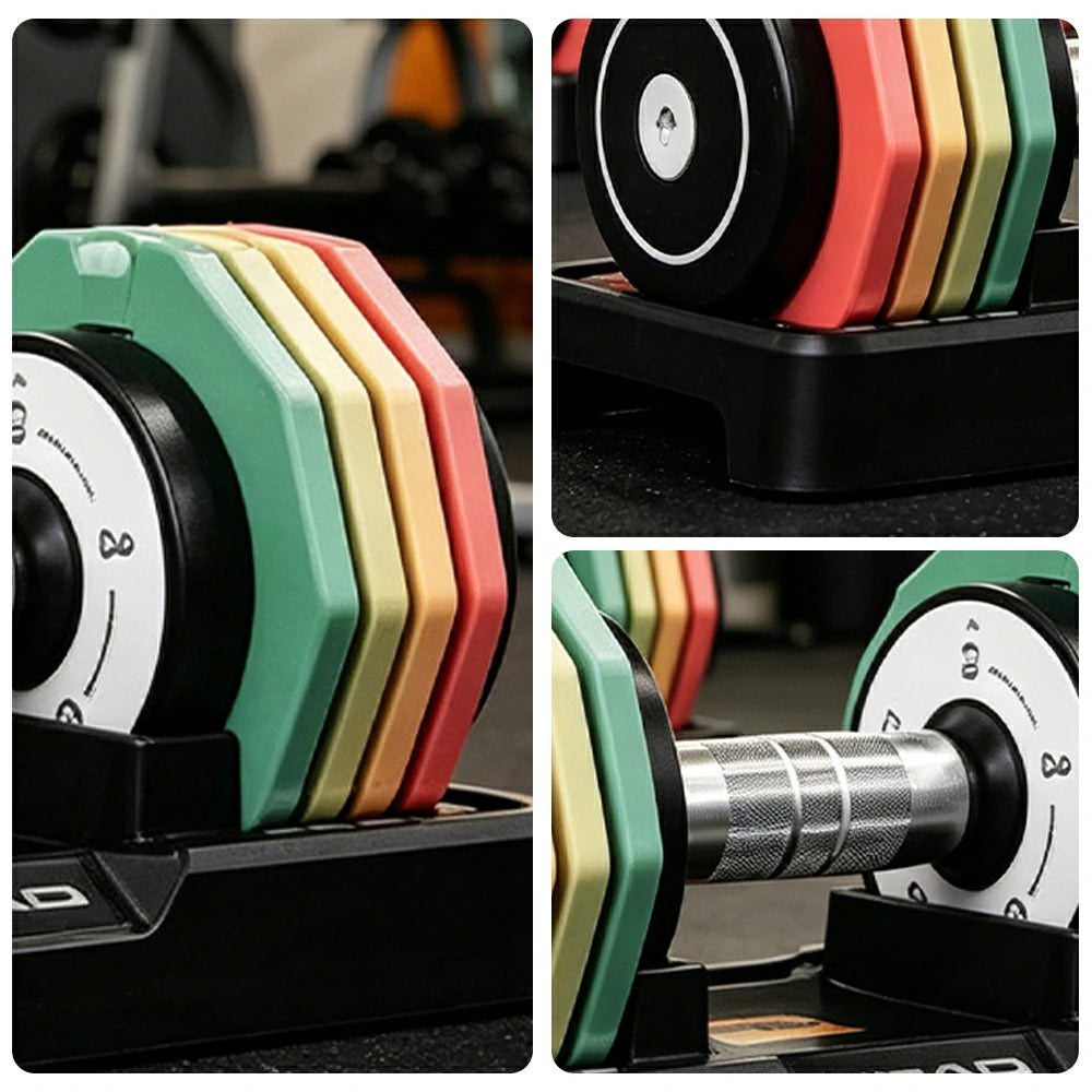 FITPRO Adjustable Dumbbell Set Pair Total 10kg Quick Dial 20 Level Compact Home Gym Strength Training