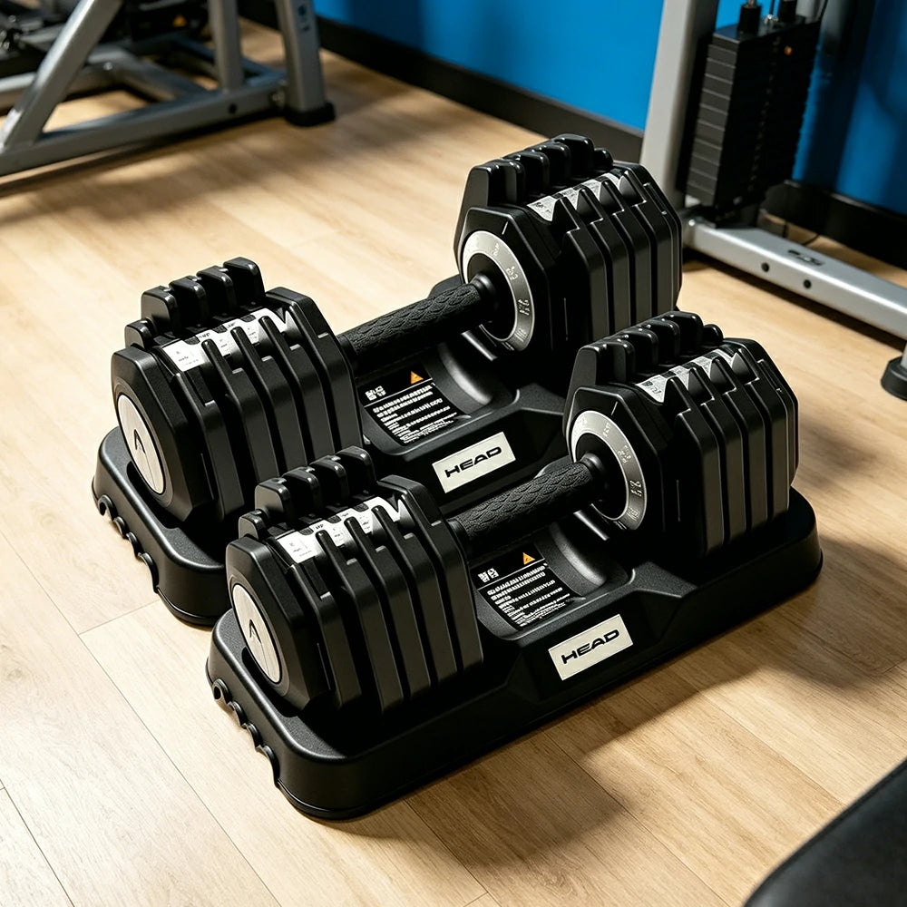 FITPRO Adjustable Dumbbell Pair 1 Second Quick Change 10 Level Steel Weight Compact Home Gym Strength Training