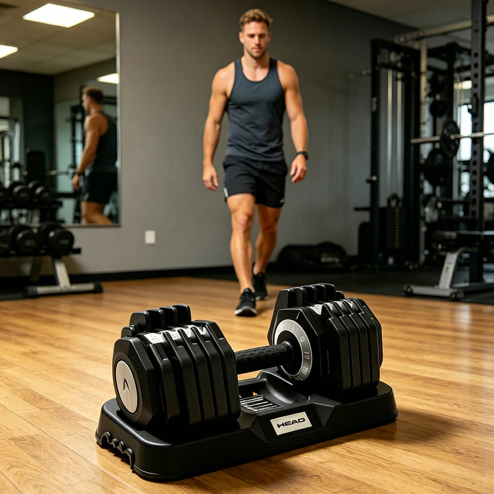 FITPRO Adjustable Dumbbell Pair 1 Second Quick Change 10 Level Steel Weight Compact Home Gym Strength Training