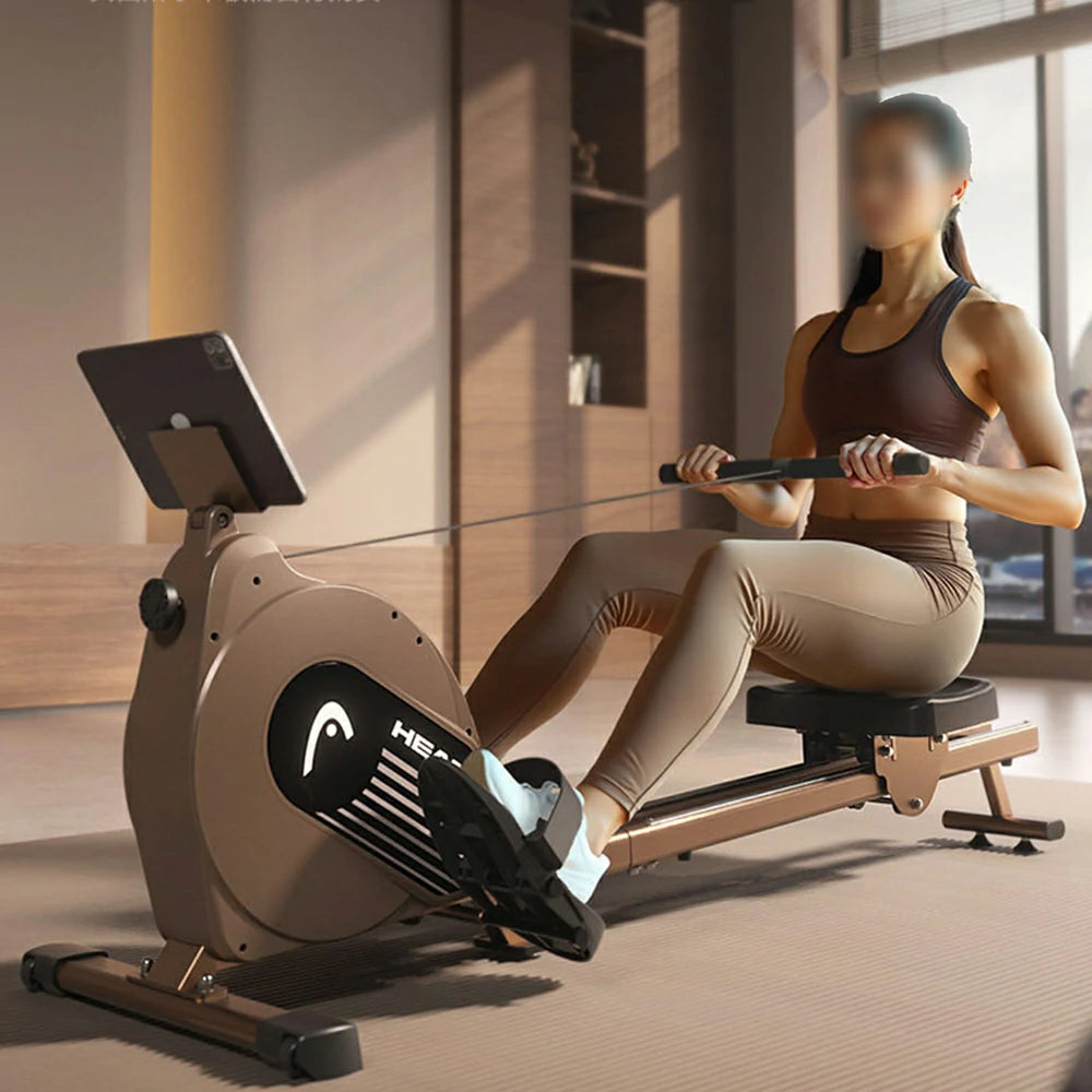 FITPRO Smart Rowing Machine with 32-Level Electromagnetic Resistance and Self-Powered Silent Design for Home Fat-Burning Training - Coffee