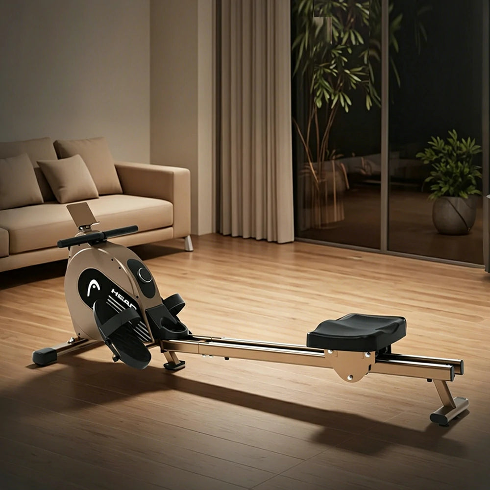 FITPRO Smart Rowing Machine with 32-Level Electromagnetic Resistance and Self-Powered Silent Design for Home Fat-Burning Training - Coffee