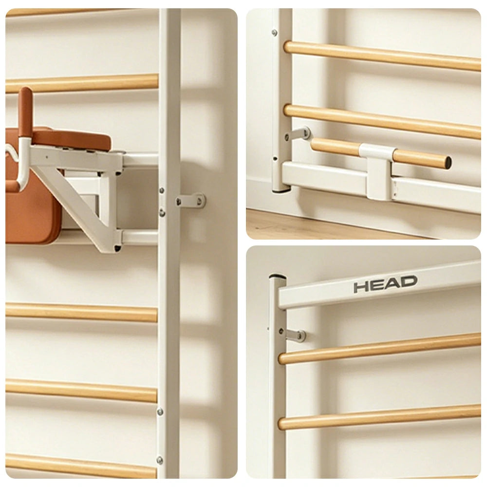 FITPRO Wall-Mounted Stall Bar with Beech Wood Bars and Stable Support for Home Stretching and Posture Training