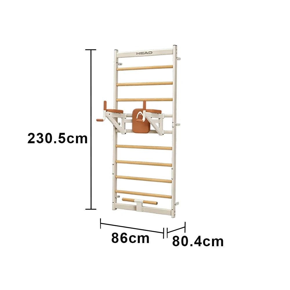 FITPRO Wall-Mounted Stall Bar with Beech Wood Bars and Stable Support for Home Stretching and Posture Training