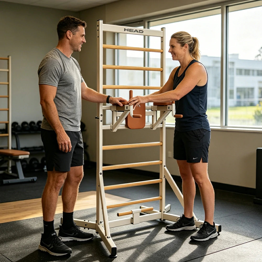 FITPRO Stall Bar with Base Support, Beech Wood Bars and Stable Support for Home Stretching and Posture Training