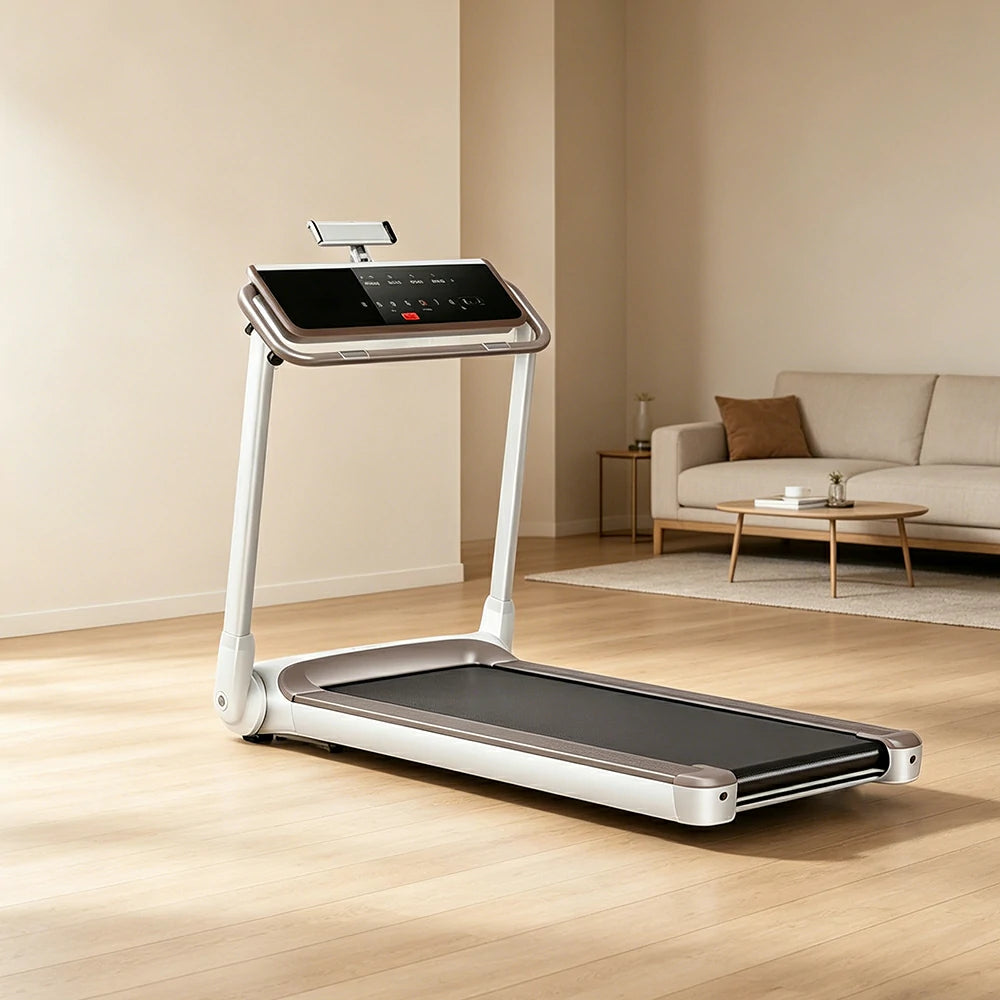 FITPRO Slim Foldable Treadmill with Multi-Point Shock Absorption and Quiet Design for Small-Space Home Fitness