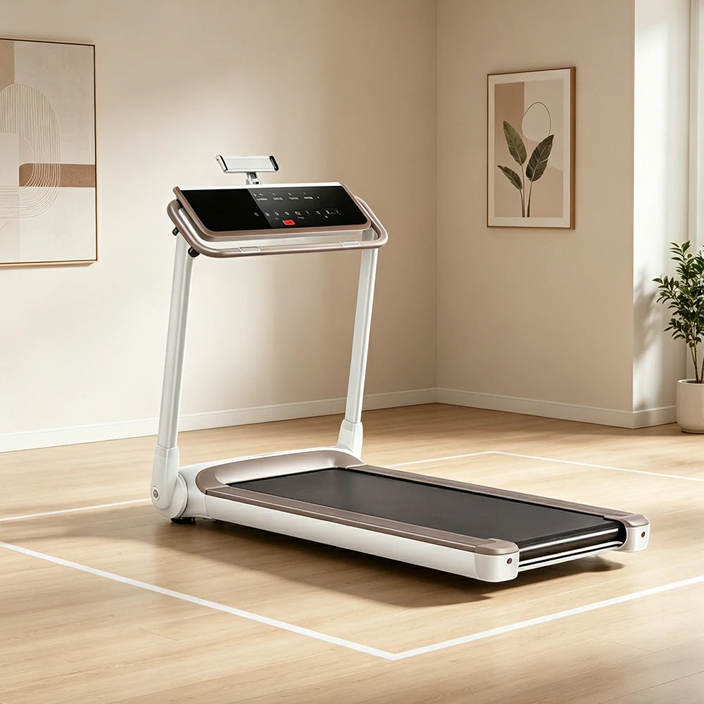 FITPRO Slim Foldable Treadmill with Multi-Point Shock Absorption and Quiet Design for Small-Space Home Fitness