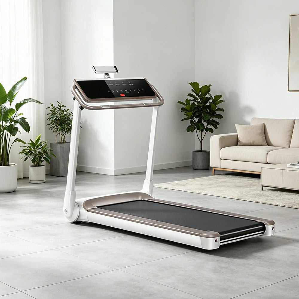 FITPRO Slim Foldable Treadmill with Multi-Point Shock Absorption and Quiet Design for Small-Space Home Fitness