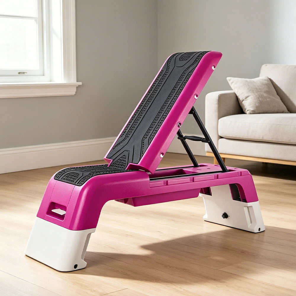 FITPRO Multi-Functional Step Bench with Adjustable Angles, Foldable Storage for Home Fitness Training - Pink