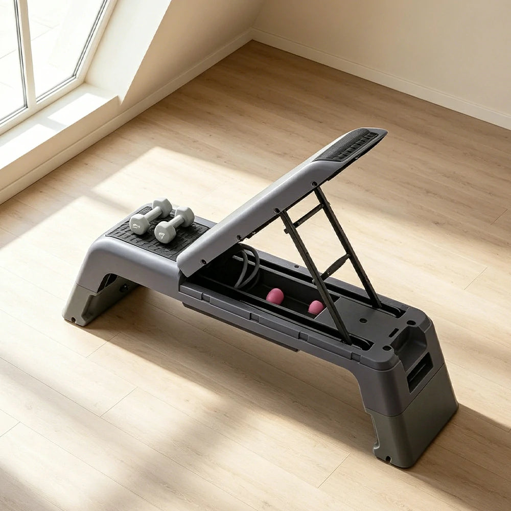 FITPRO Multi-Functional Step Bench with Adjustable Angles, Foldable Storage for Home Fitness Training - Grey