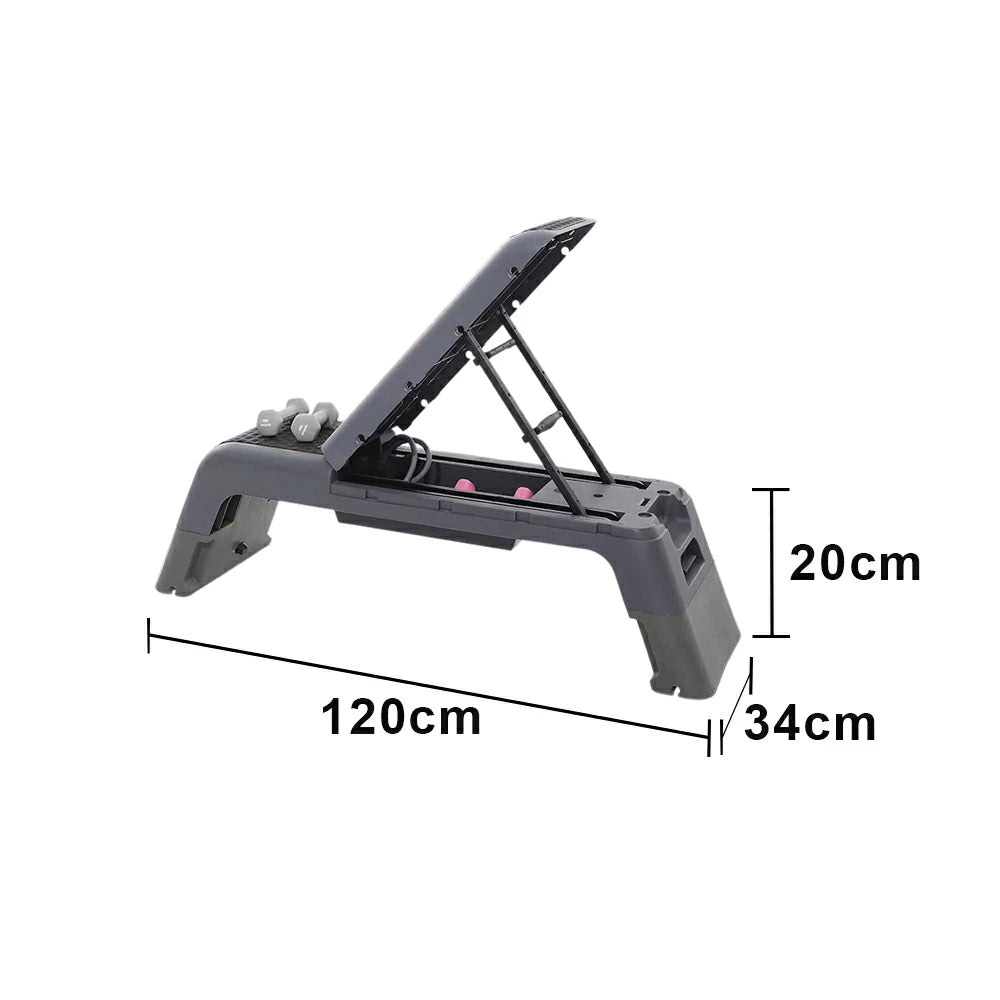 FITPRO Multi-Functional Step Bench with Adjustable Angles, Foldable Storage for Home Fitness Training - Grey