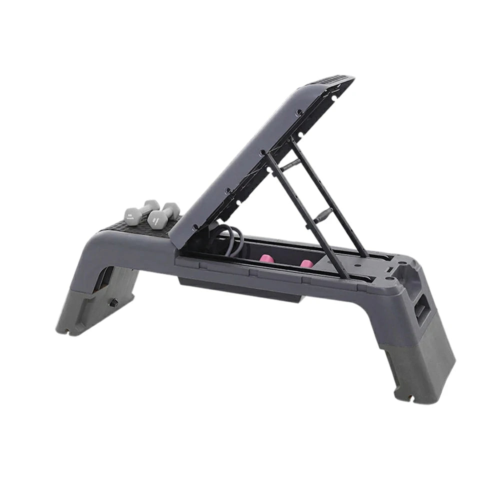 FITPRO Multi-Functional Step Bench with Adjustable Angles, Foldable Storage for Home Fitness Training - Grey