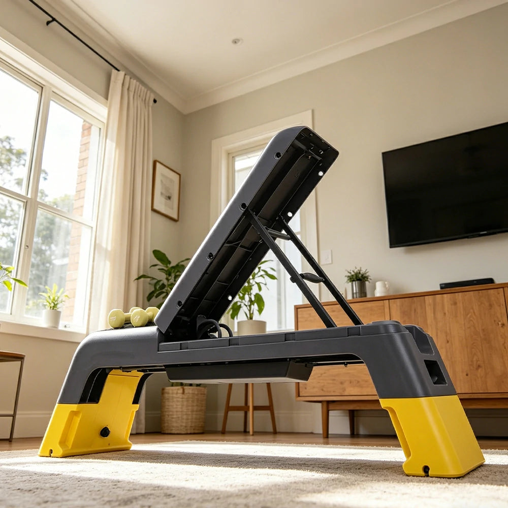 FITPRO Multi-Functional Step Bench with Adjustable Angles, Foldable Storage for Home Fitness Training - Yellow