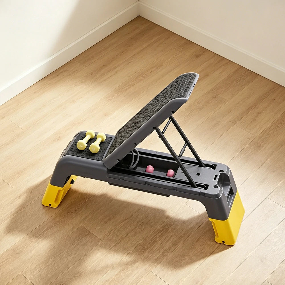 FITPRO Multi-Functional Step Bench with Adjustable Angles, Foldable Storage for Home Fitness Training - Yellow