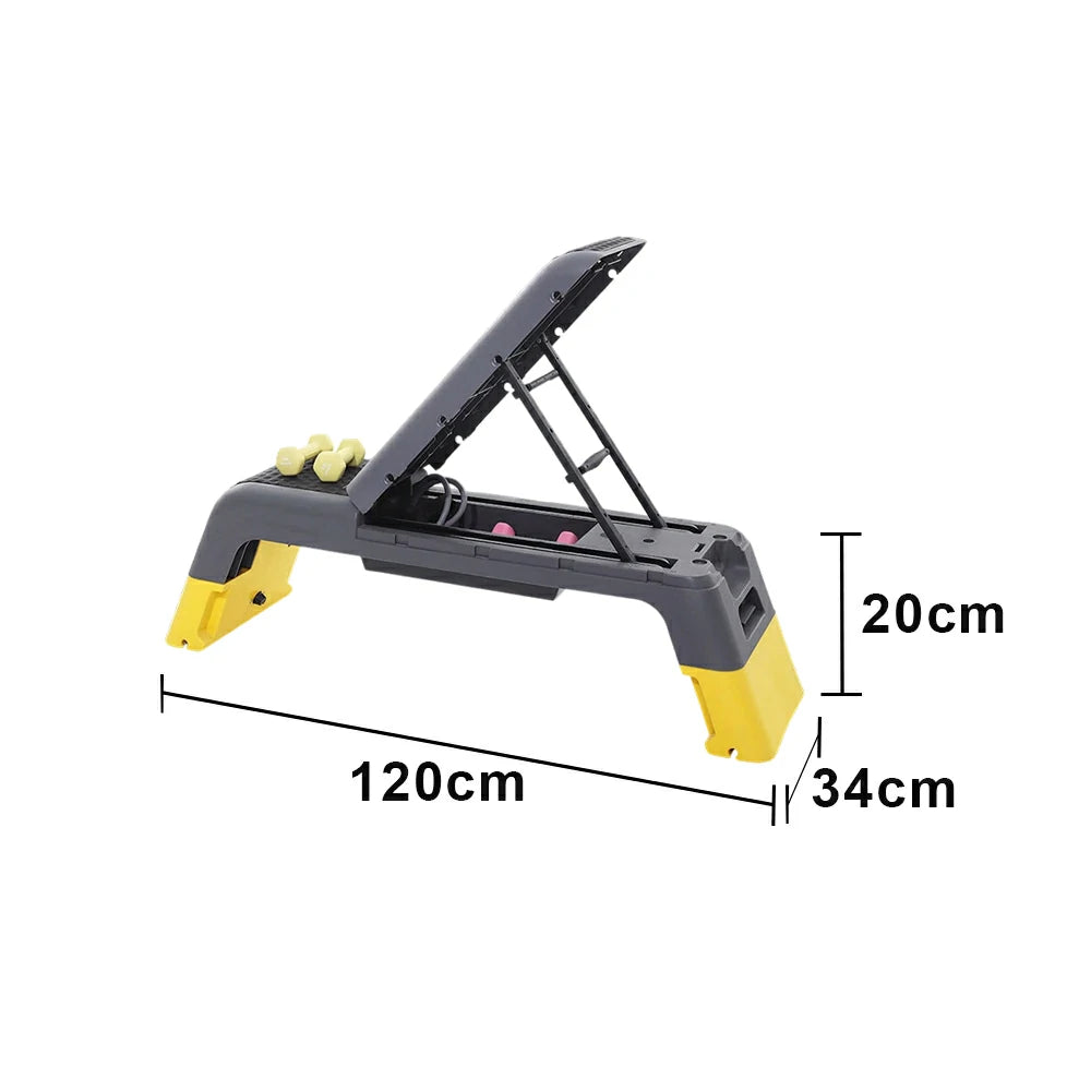 FITPRO Multi-Functional Step Bench with Adjustable Angles, Foldable Storage for Home Fitness Training - Yellow
