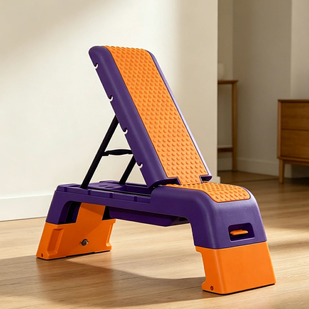 FITPRO Multi-Functional Step Bench with Adjustable Angles, Foldable Storage for Home Fitness Training - Orange