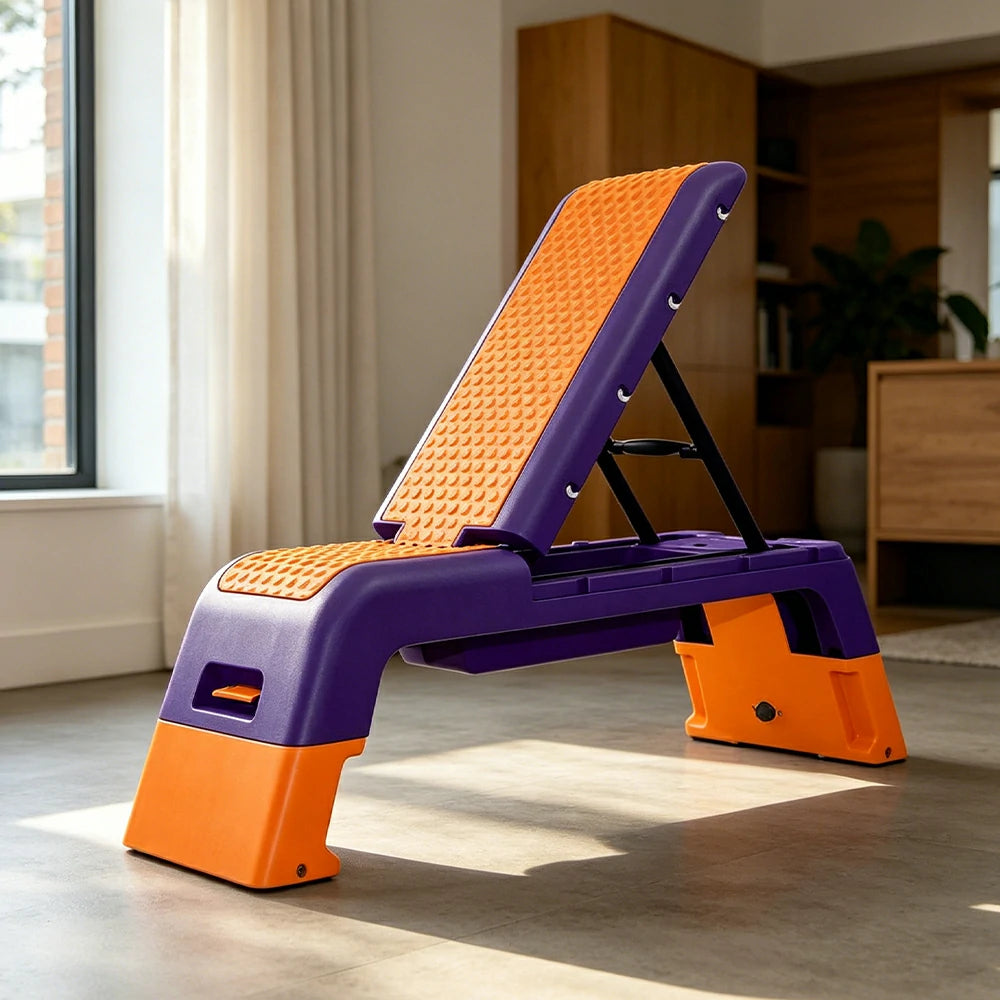 FITPRO Multi-Functional Step Bench with Adjustable Angles, Foldable Storage for Home Fitness Training - Orange