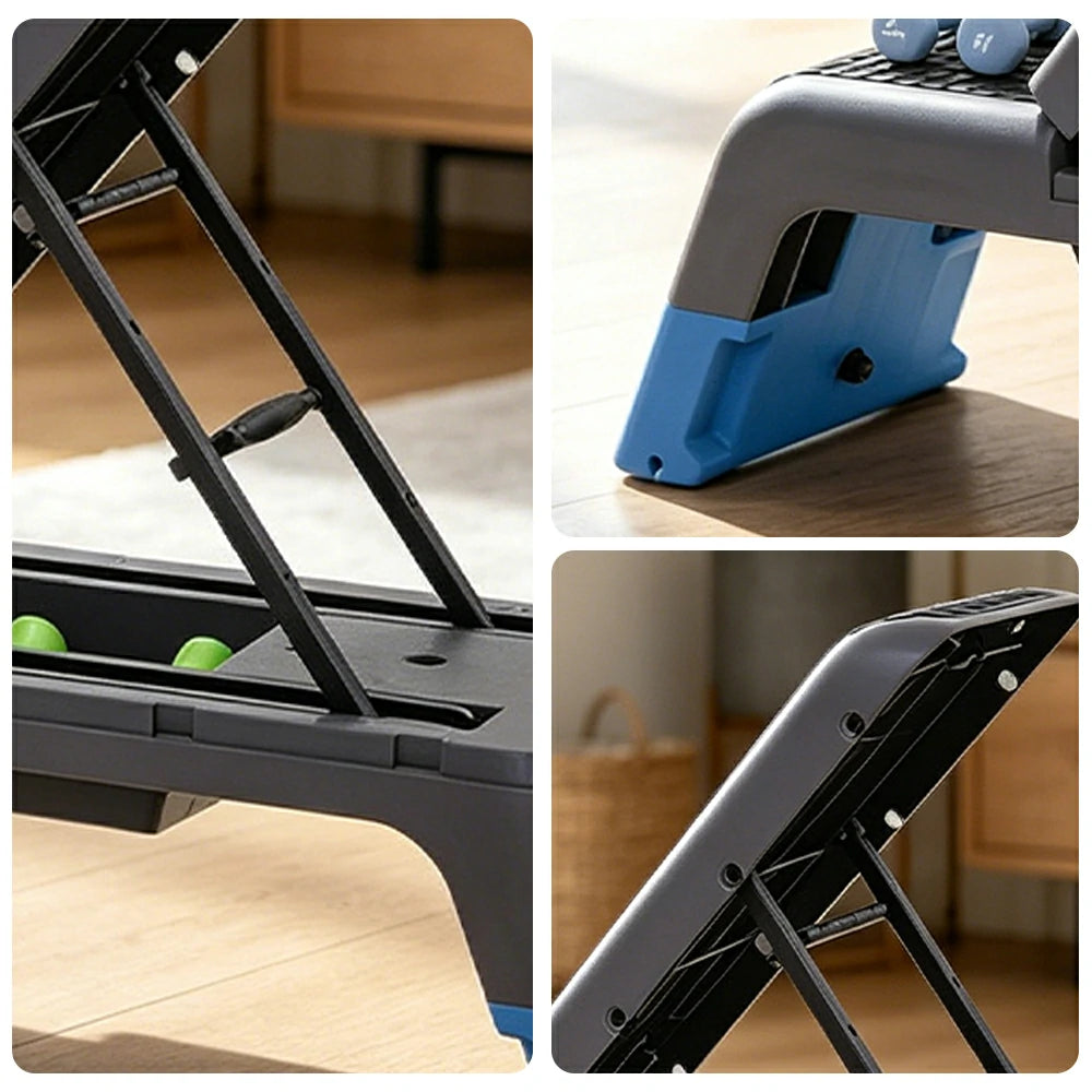 FITPRO Multi-Functional Step Bench with Adjustable Angles, Foldable Storage for Home Fitness Training - Blue&Grey